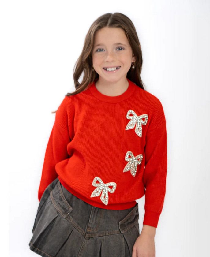 3 bows sweater- red