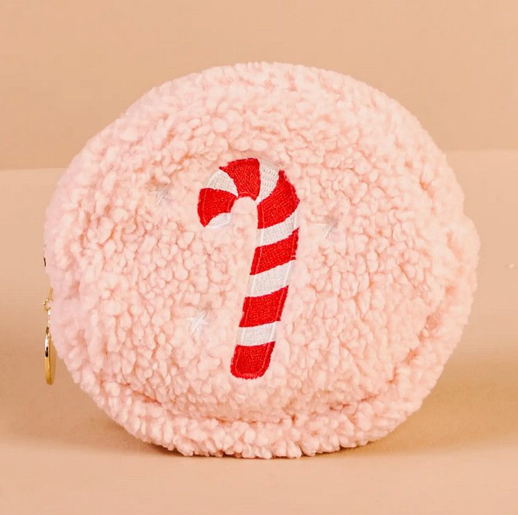 circle teddy pouch - candy cane