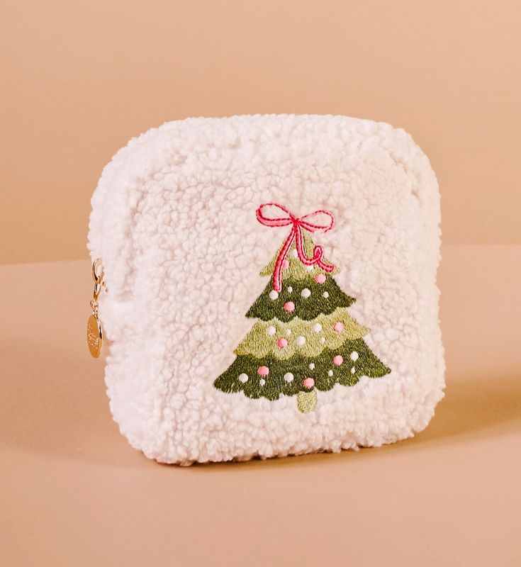square teddy pouch- twinkling tree