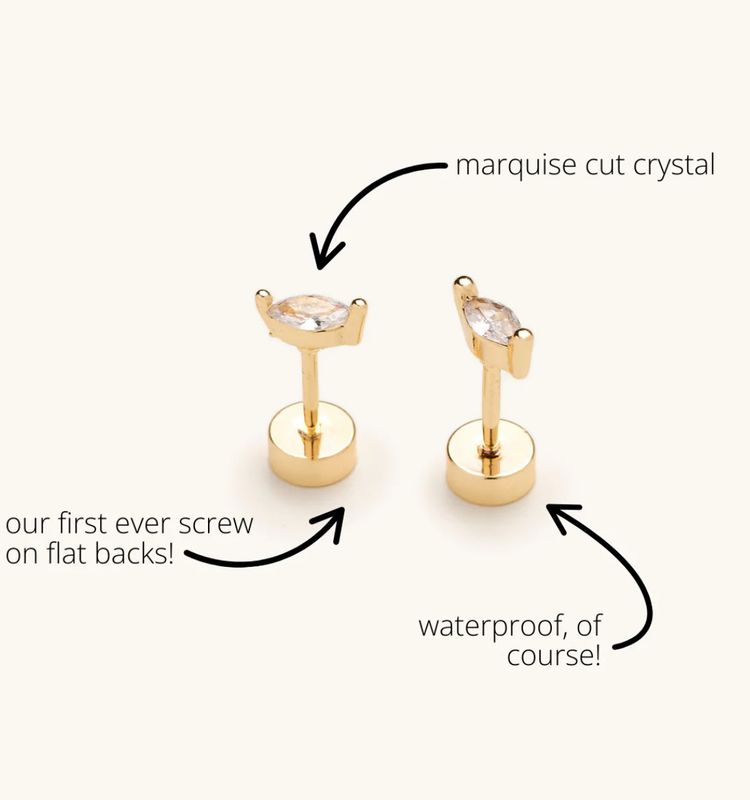 flat back gold marquise studs