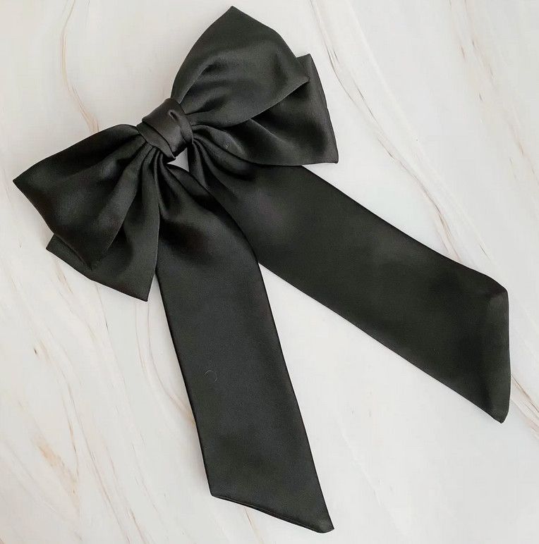 doubled satin bow hair clip