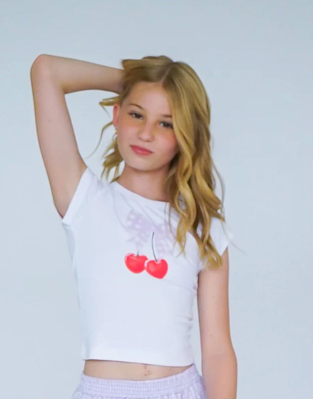 cherry gingham bow tee