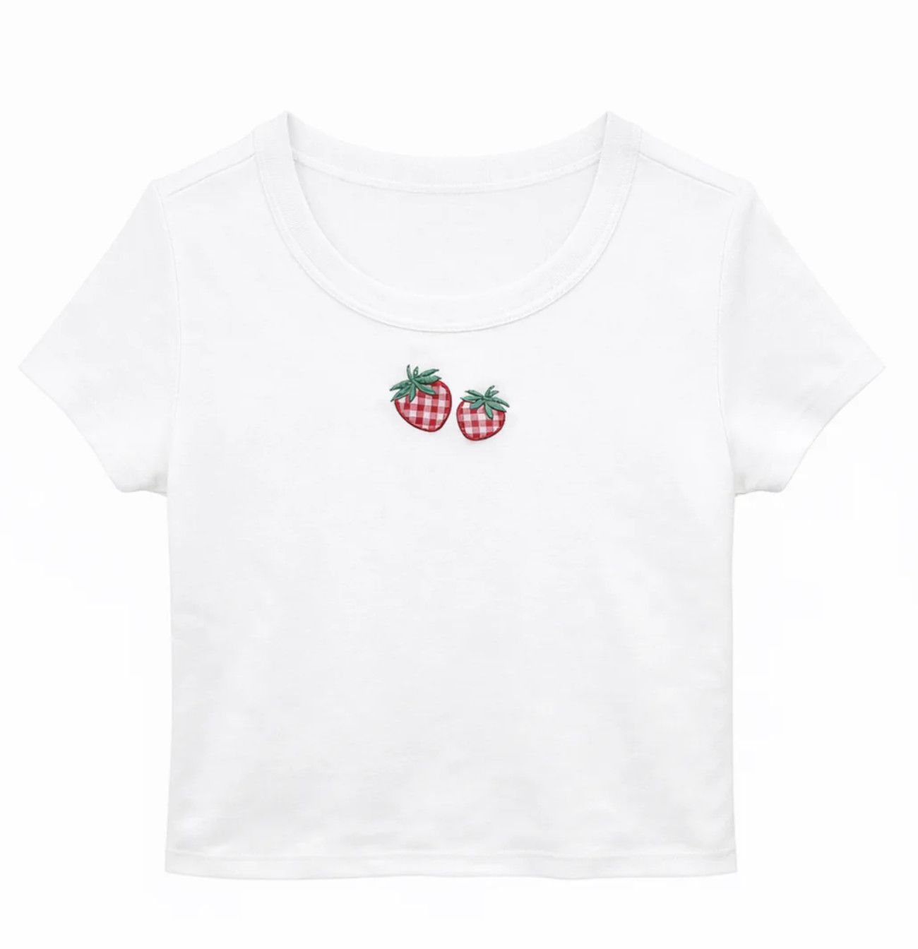 strawberry gingham tee