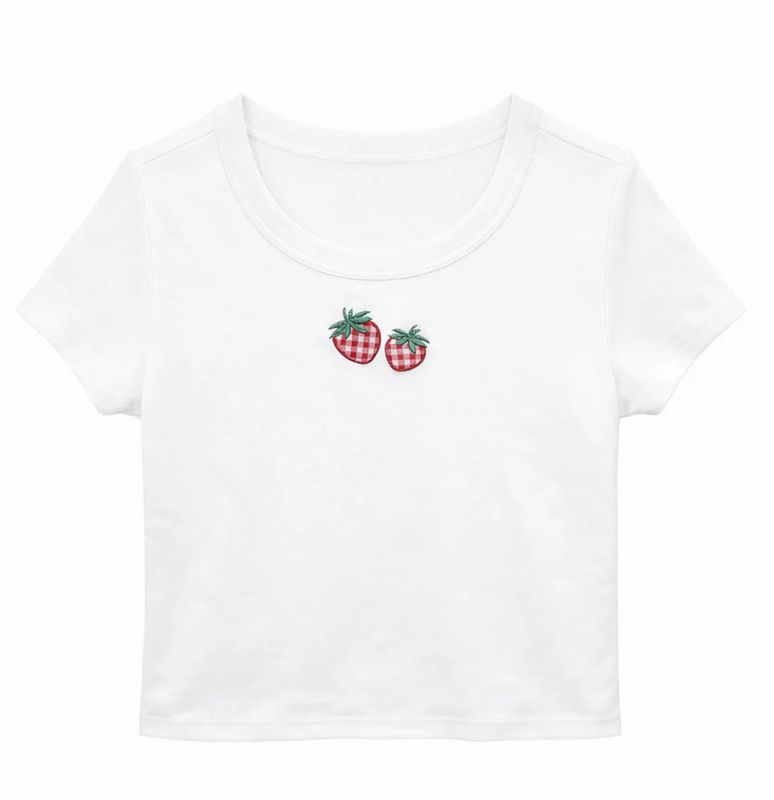 strawberry gingham tee