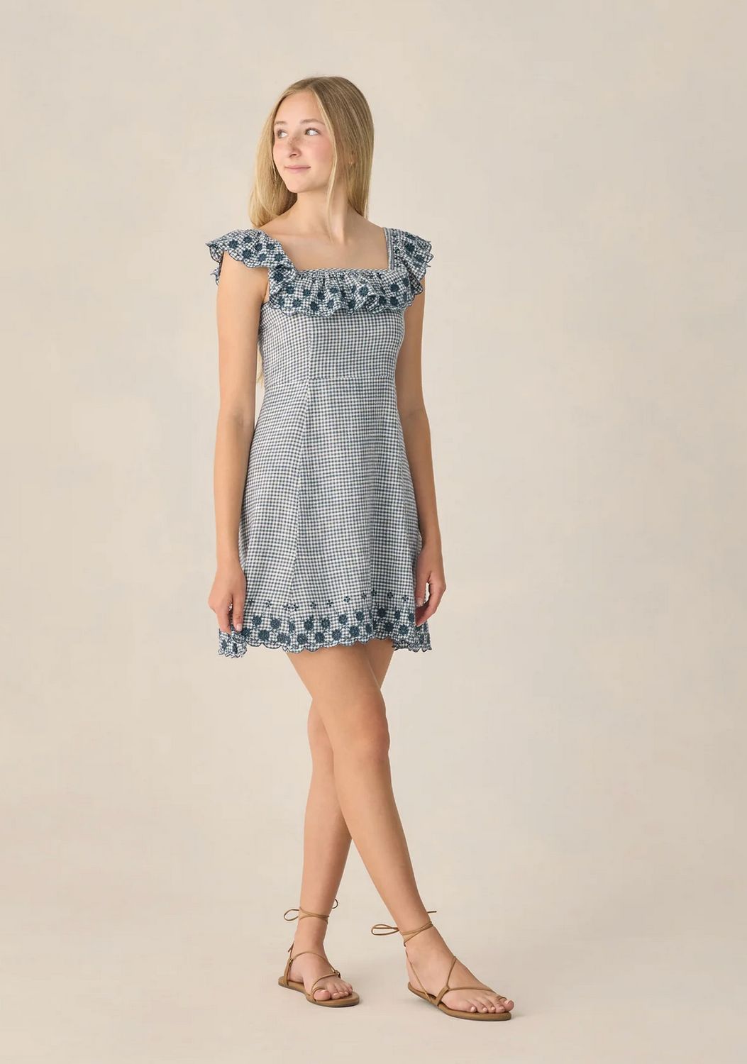 bianca mini dress- marine gingham