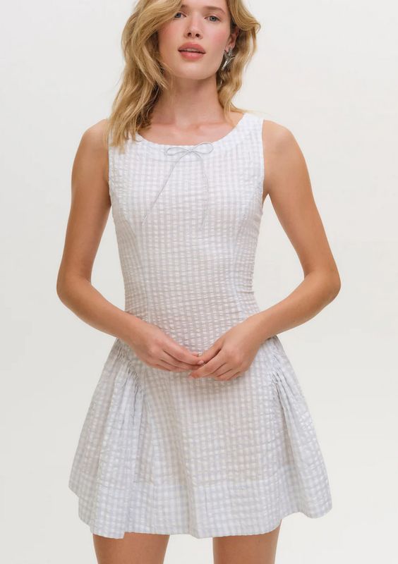 scotch bonnet gingham mini dress- blue