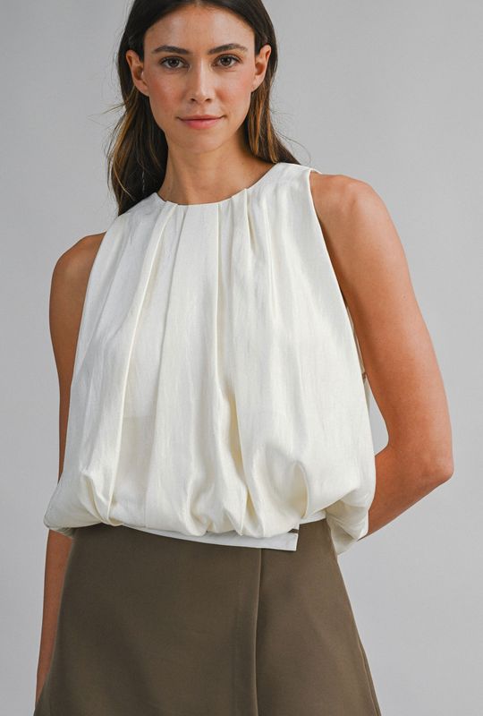 halter bubble top- cream