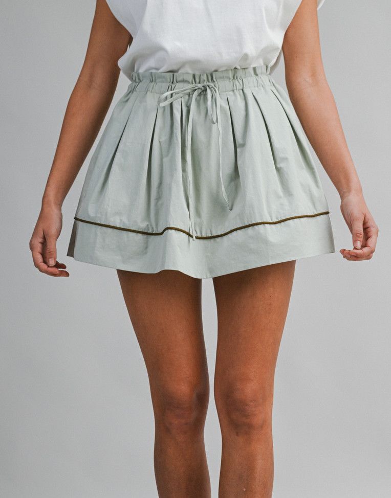 paper bag mini skirt- lt. sage