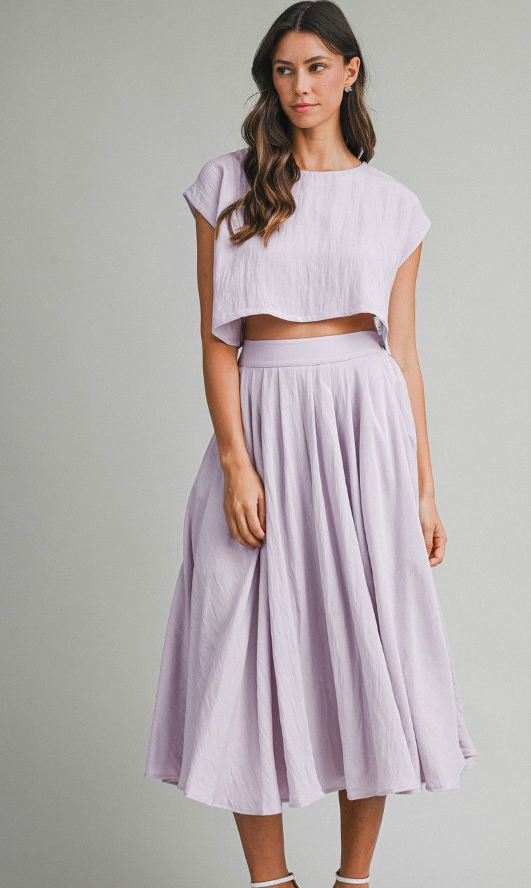 saturday crop midi set- lavender