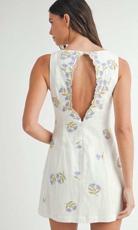 square neck embroidered mini