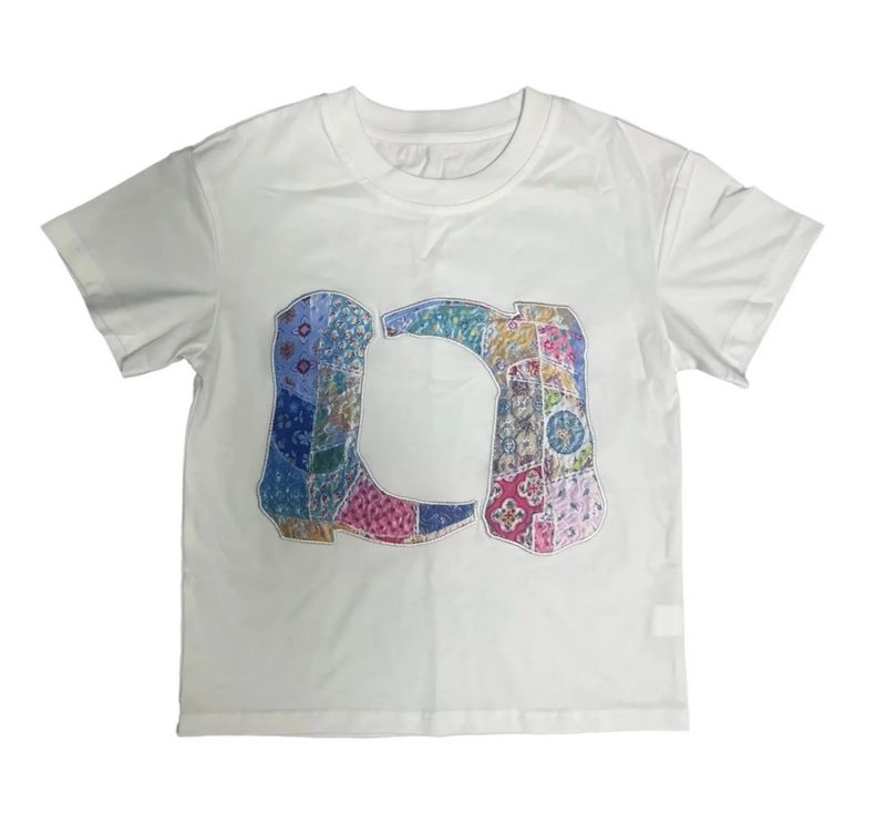 patchwork boots tee
