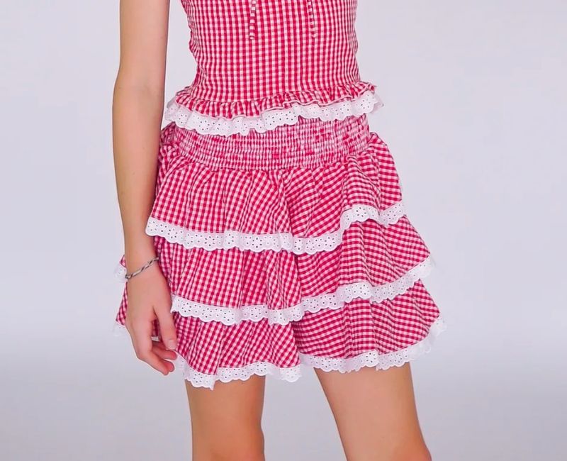 gingham ruffle skirt