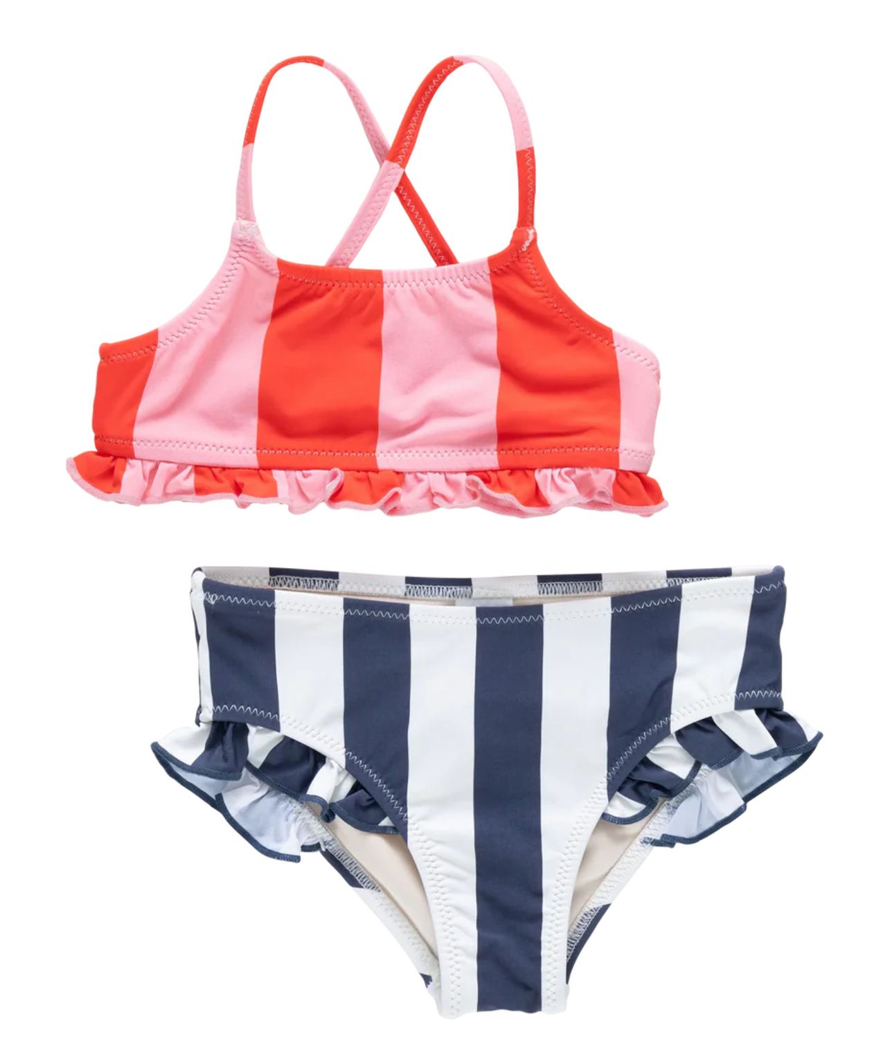 arabella bikini- wide stripe pink &amp; red