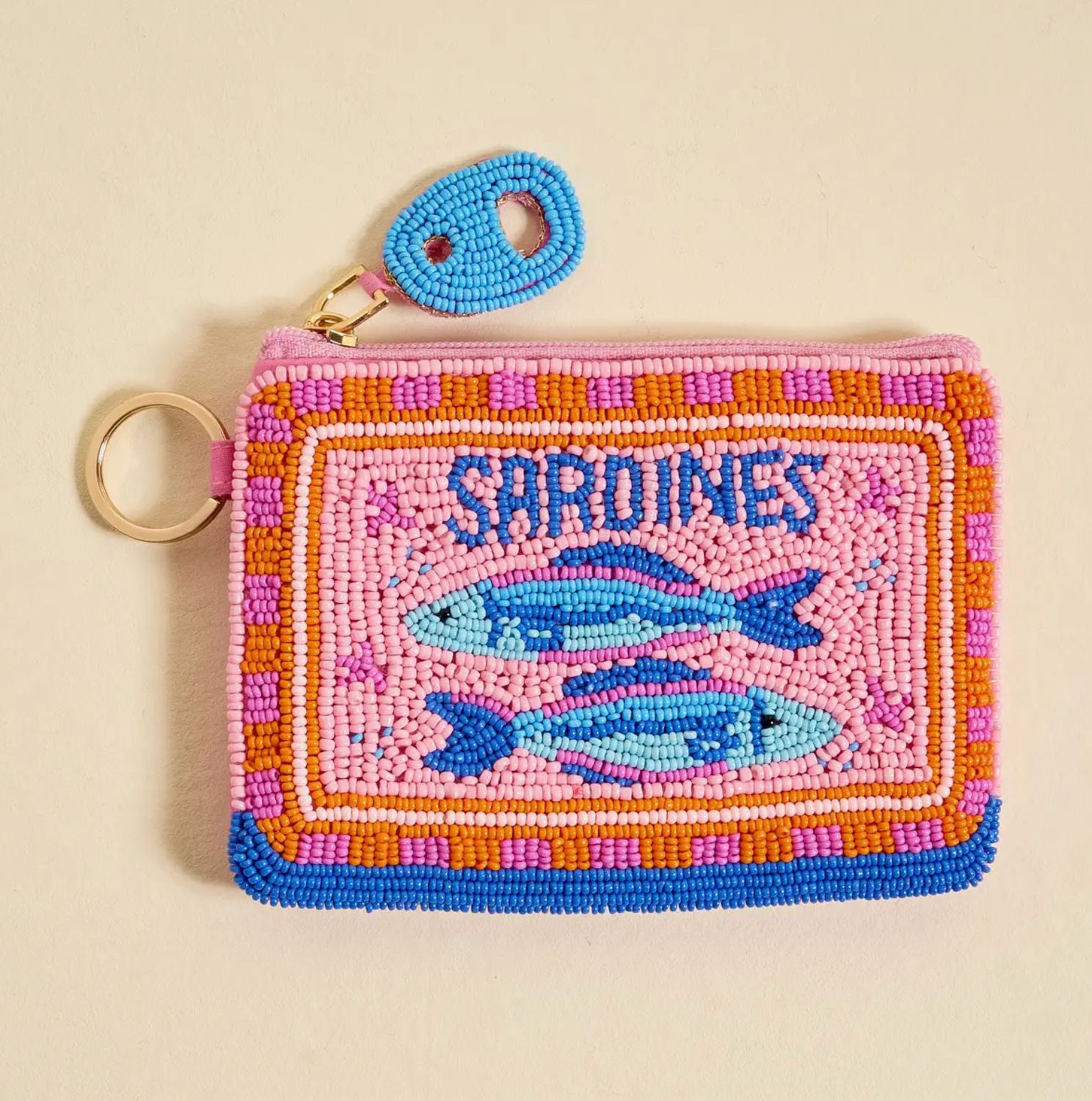 beaded keychain pouch