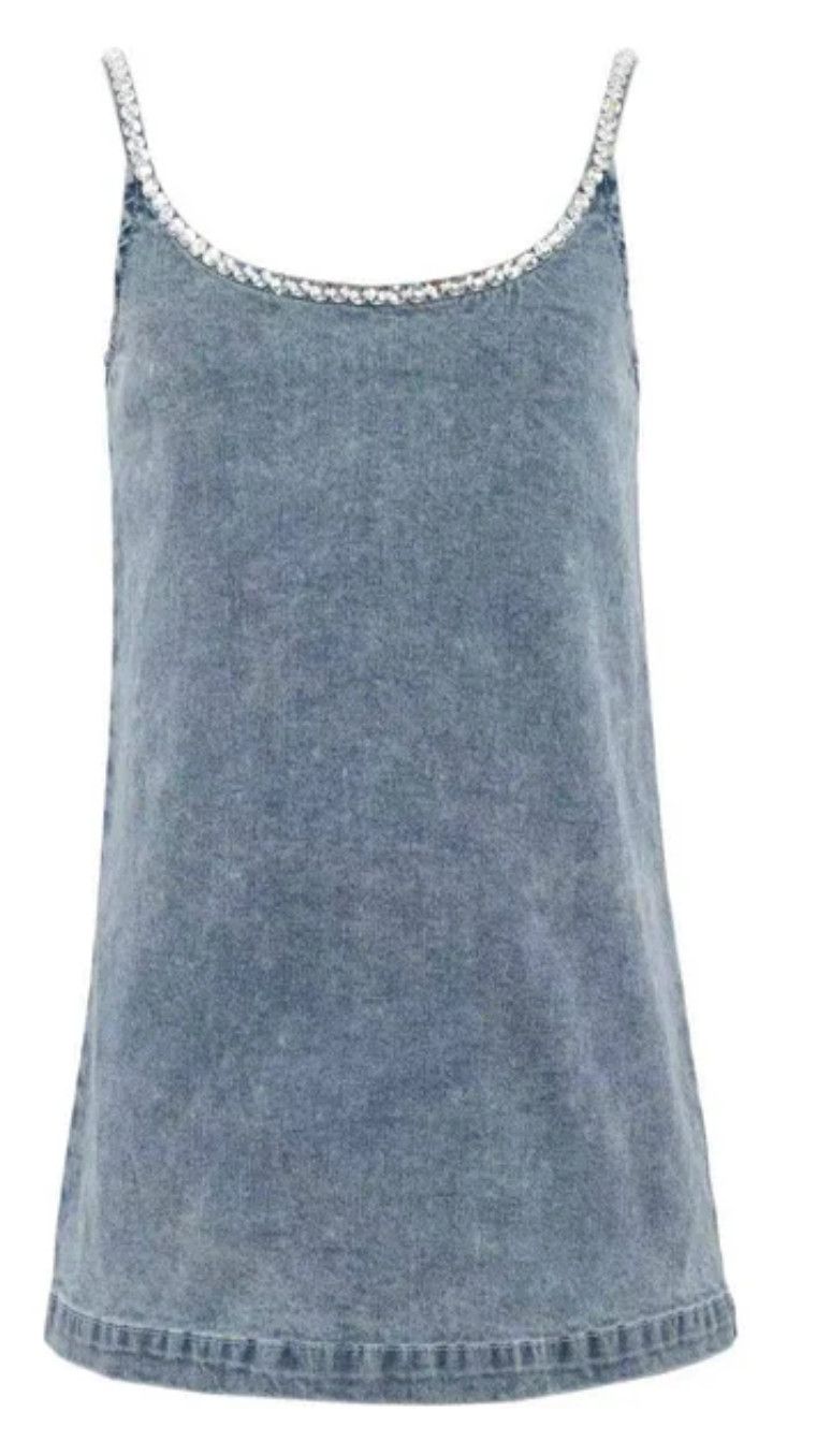 gems bow denim dress