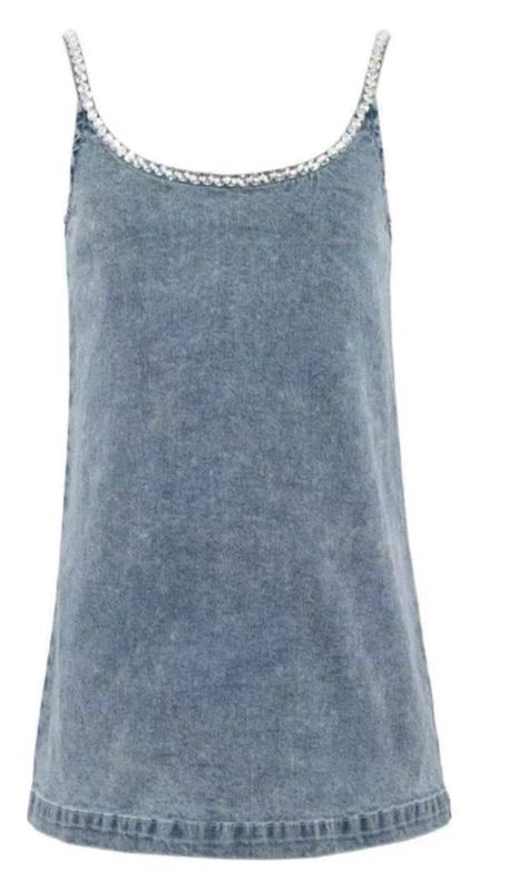gems bow denim dress
