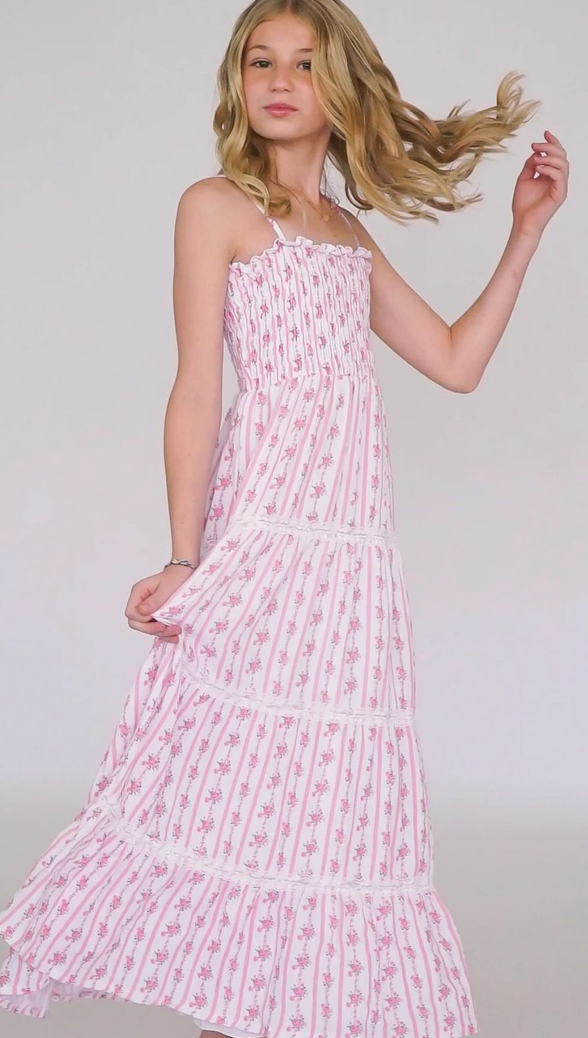 pink rose maxi dress