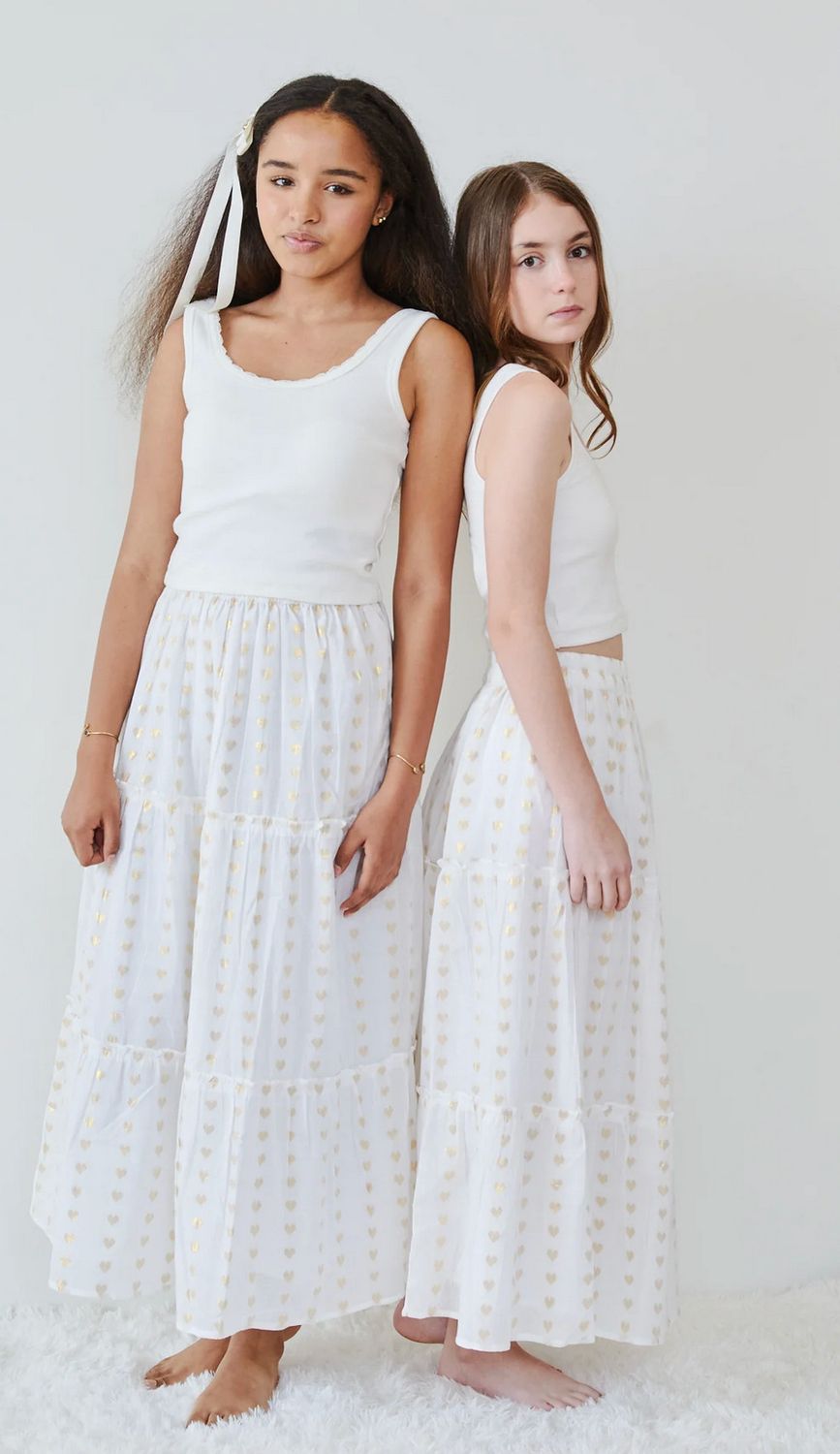 bella heart lurex maxi skirt