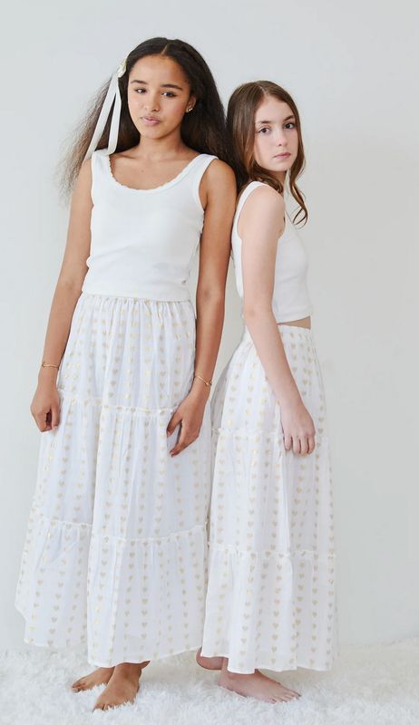 bella heart lurex maxi skirt