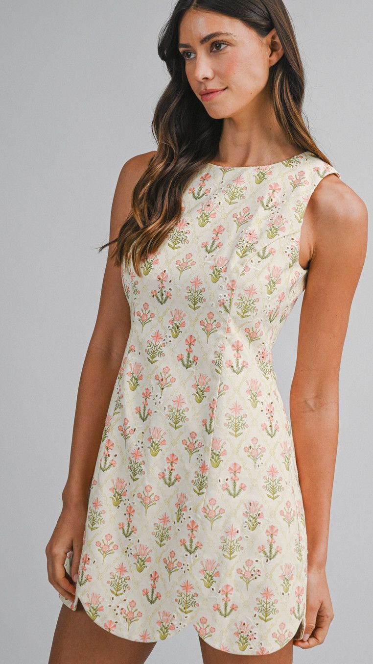 floral eyelet scallop mini 