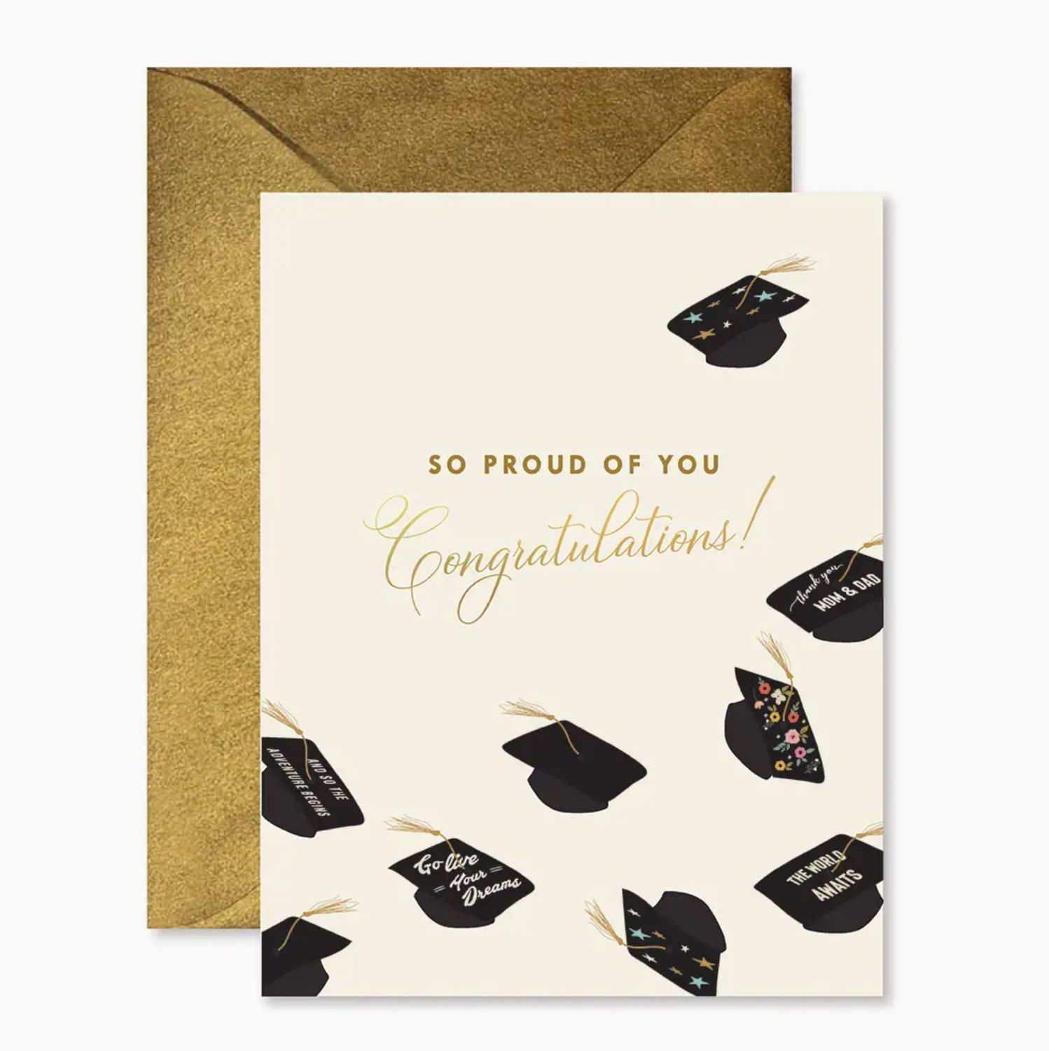flying hats graduation card