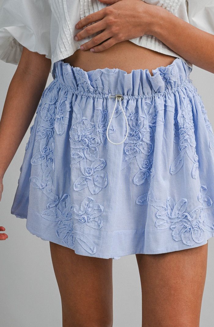 stripe floral paper bag mini skirt