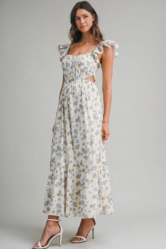 flutter corset maxi dress