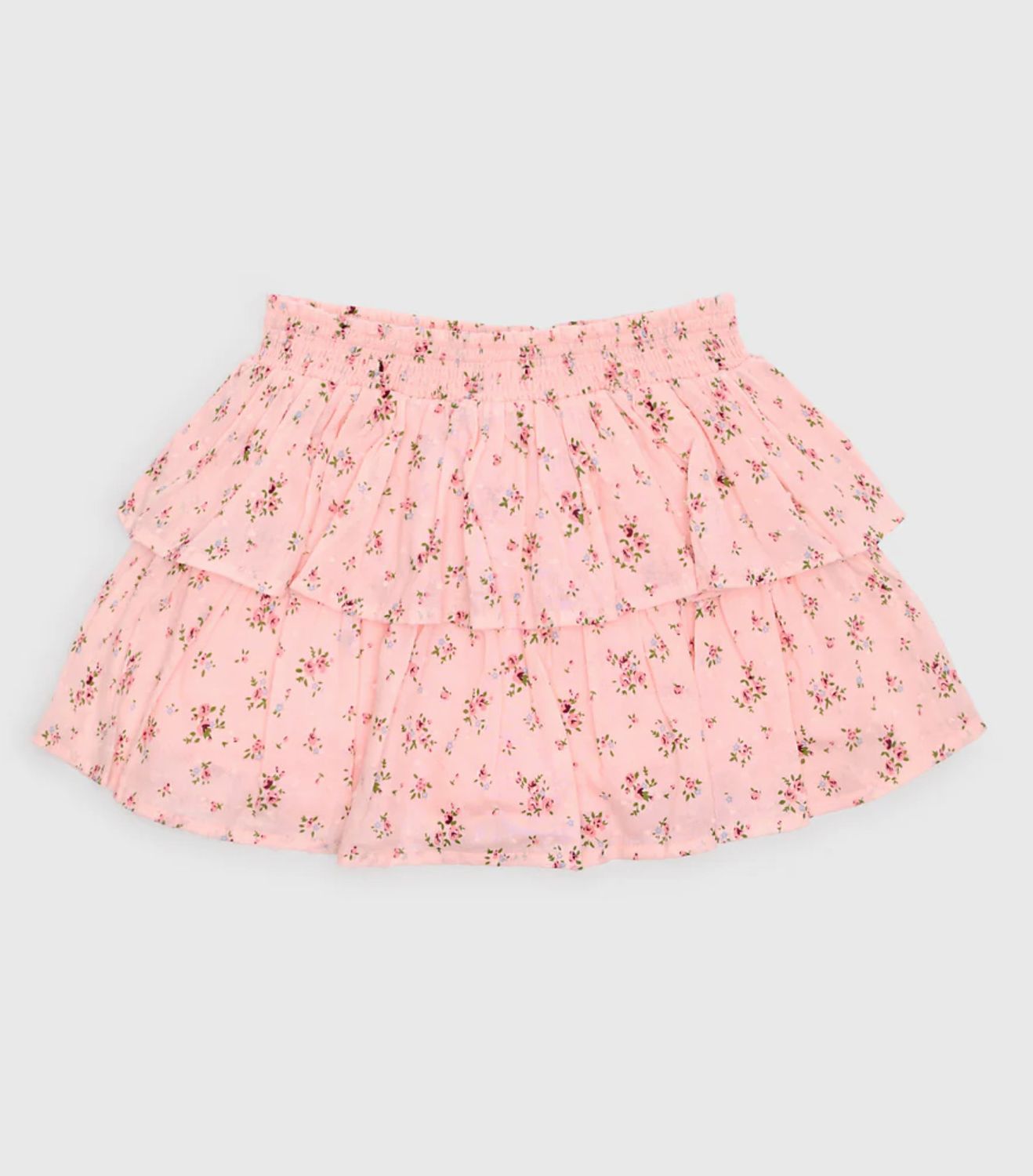 ruffle layered skort- pink floral