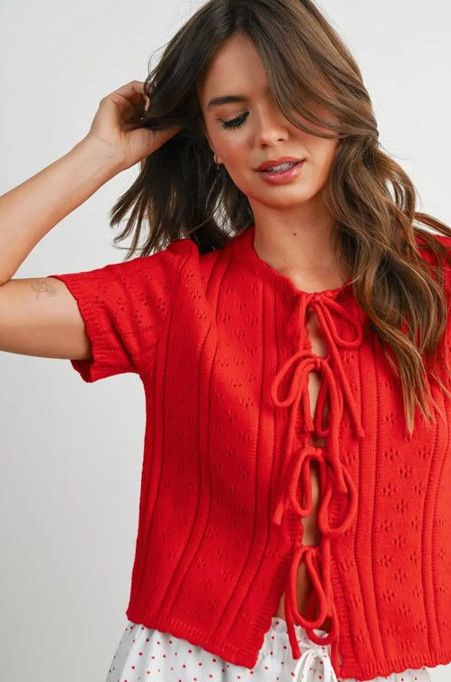 tie front sweater shirt