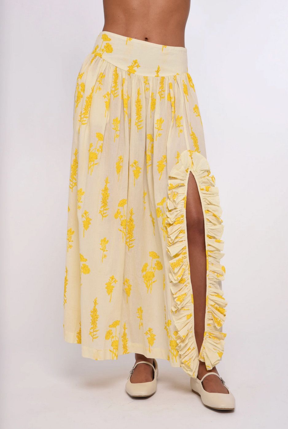sunshine skirt- forsythia floral print