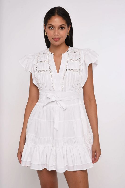 madelyn mini dress- bright white