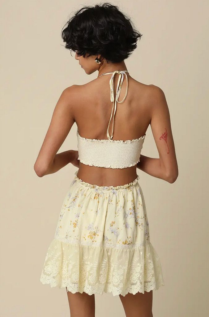 evelyn butter floral halter mini