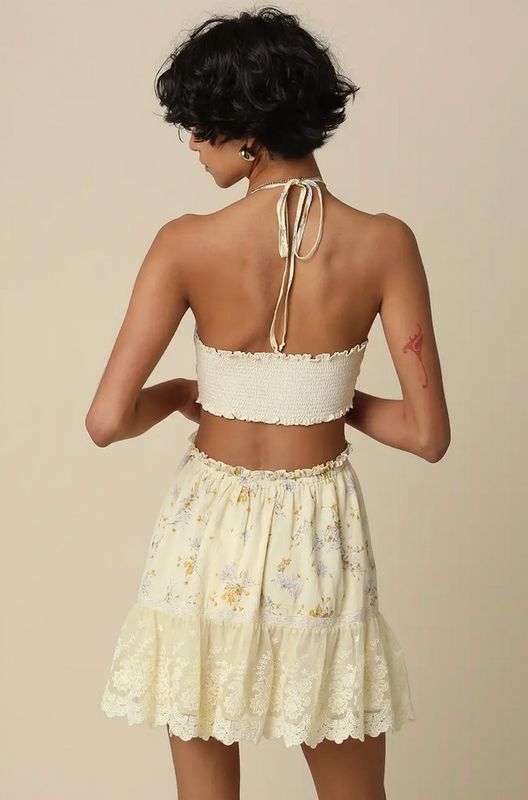 evelyn butter floral halter mini