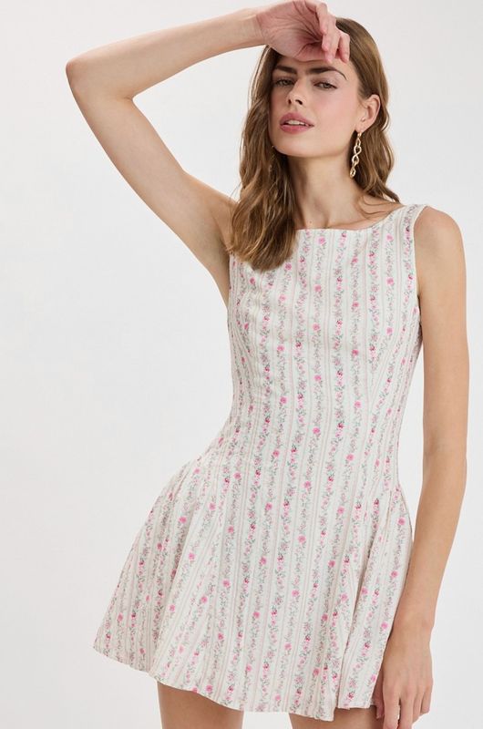 breezy boat neck mini dress
