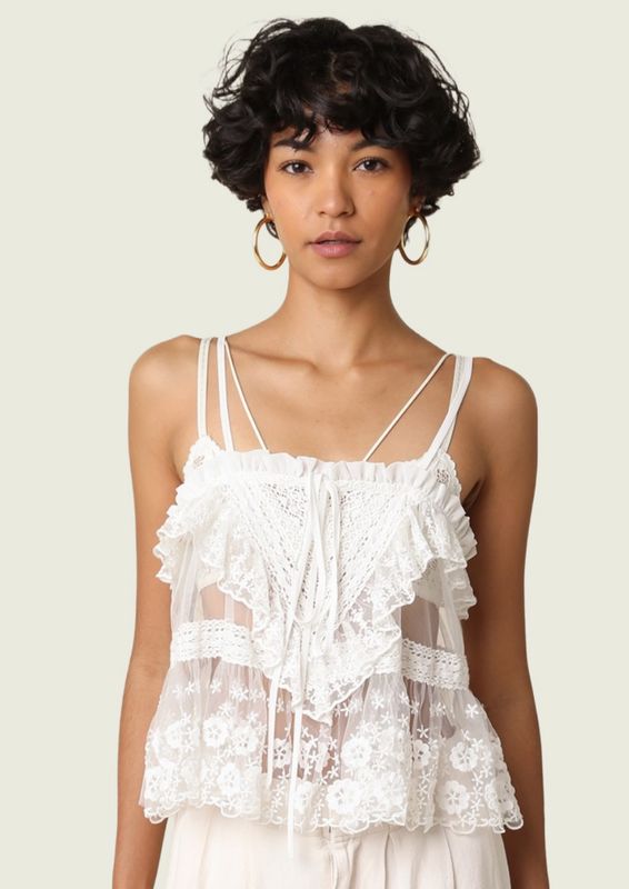 bianca lace ruffle camisole