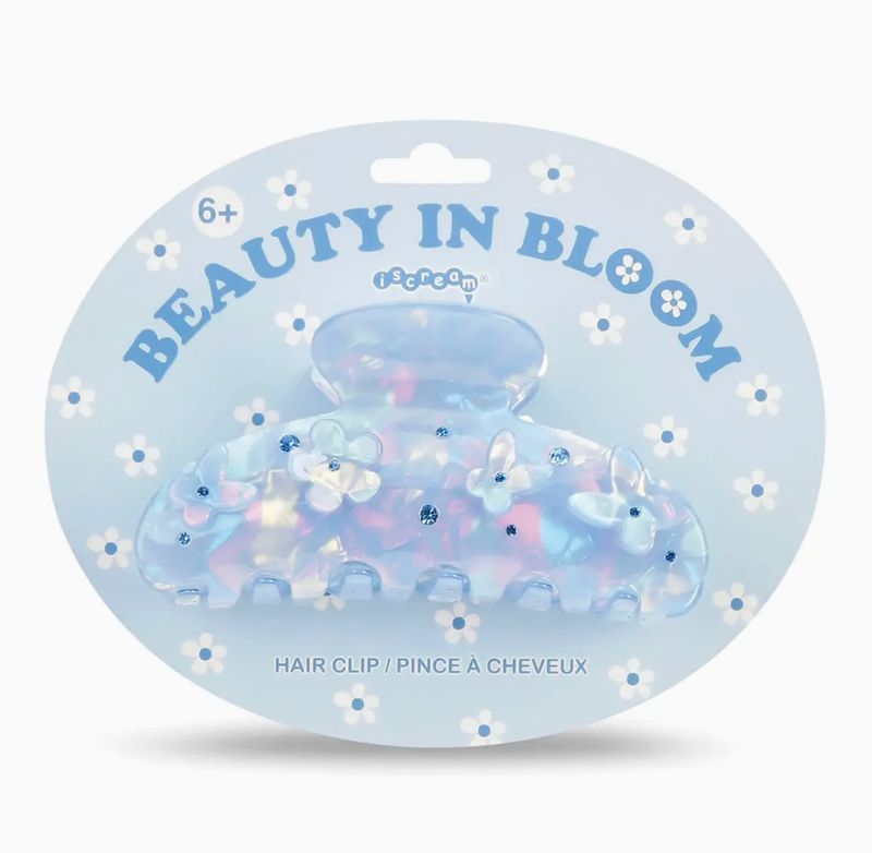 blue floral hair clip