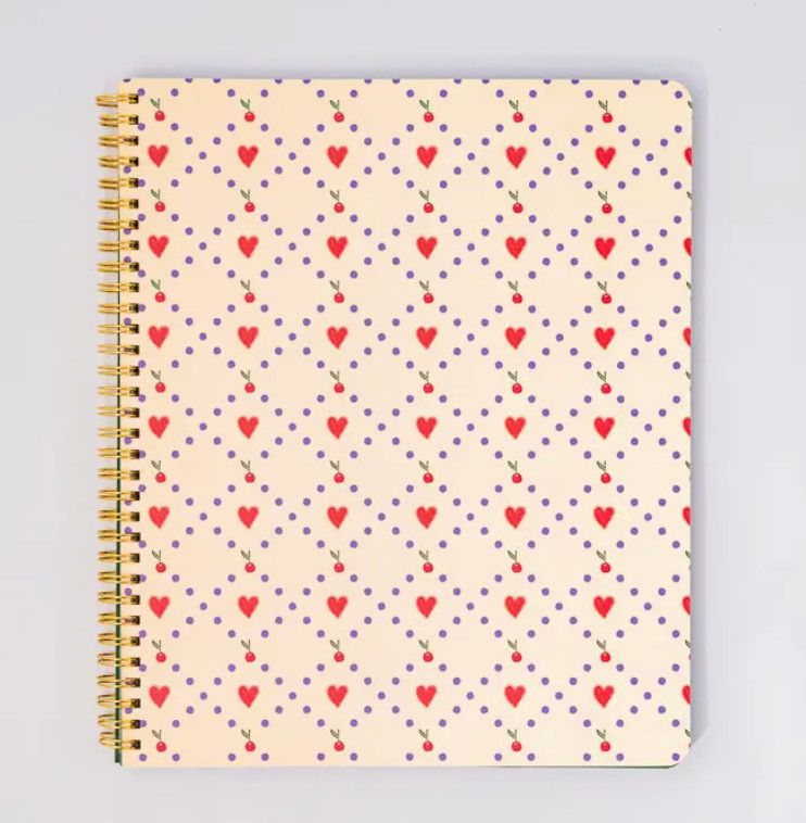 rough draft notebook, cherry hearts
