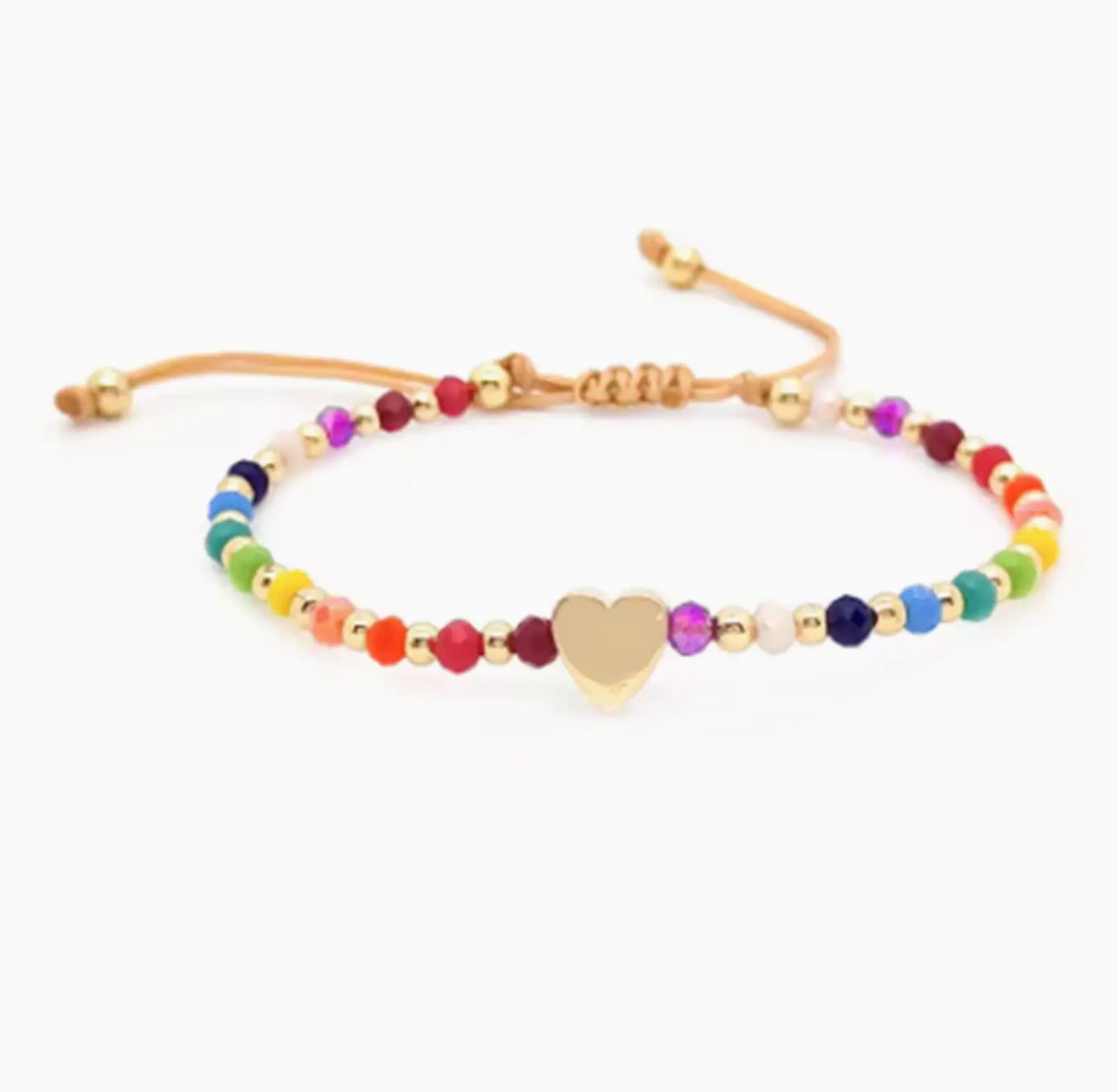rainbow &amp; gold heart bracelet