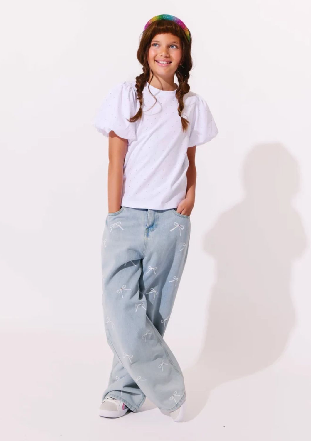 crystal bow jeans
