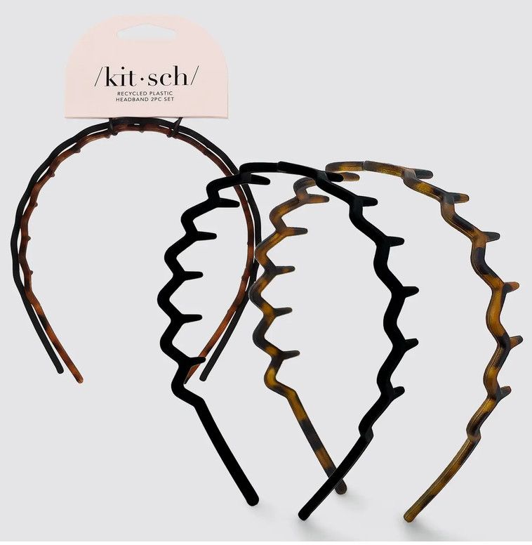recycled plastic zigzag headband 2 pc - black &amp; tort.