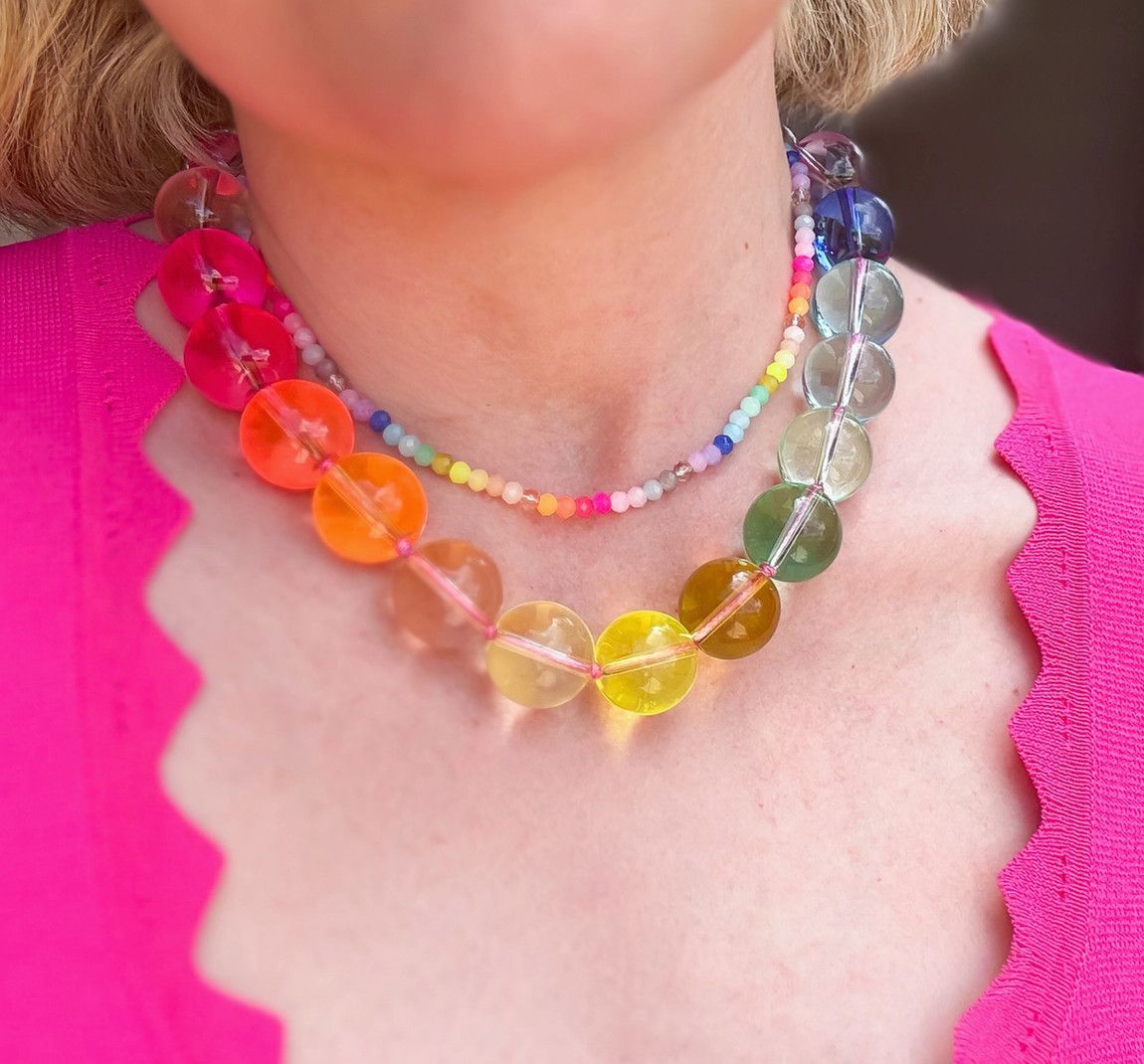 judy necklace- large rainbow beads
