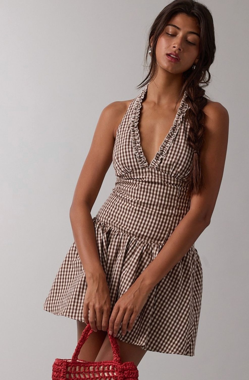 gingham fit n flare dress