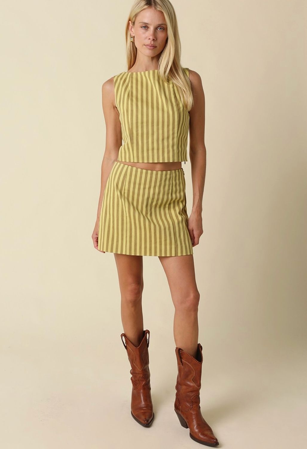 amara stripe crop set