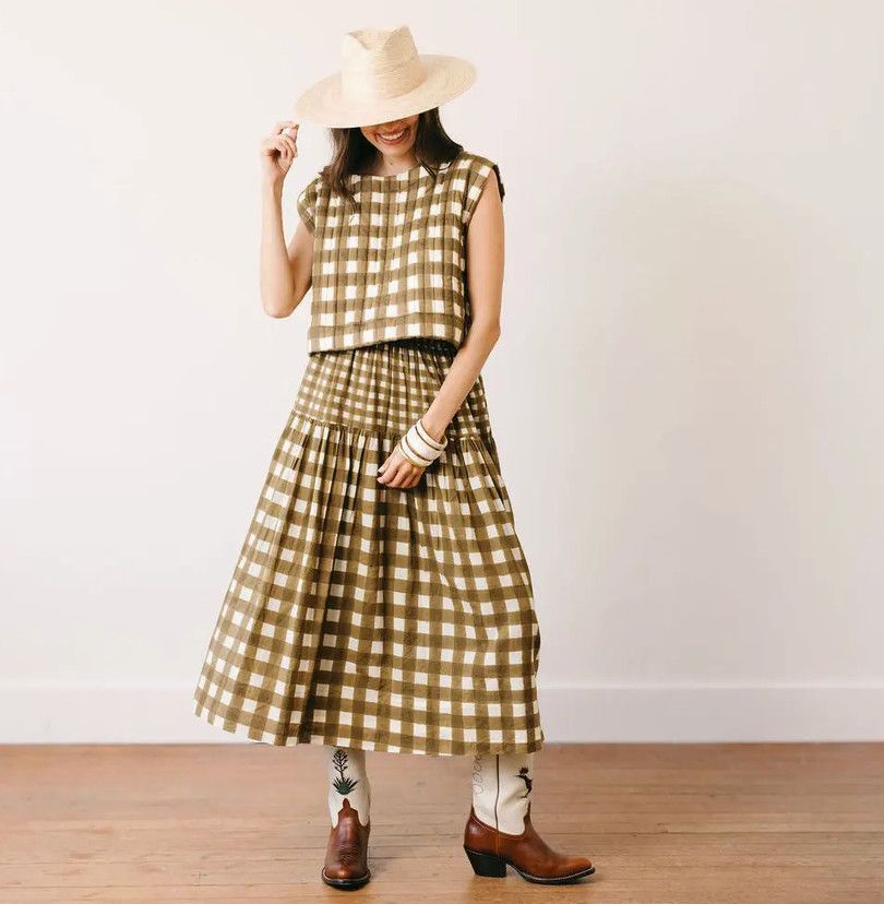 colette skirt- painted gingham