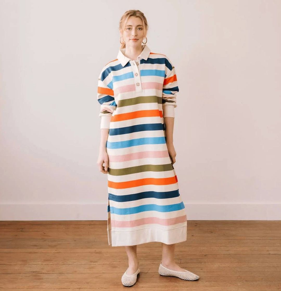 juno dress- confetti stripe