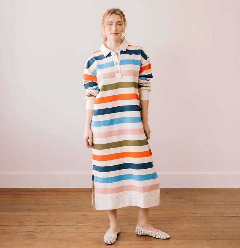 juno dress- confetti stripe