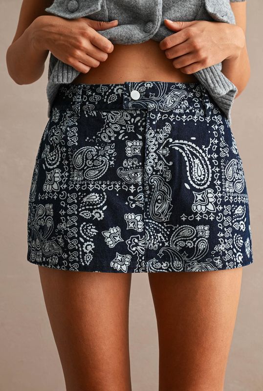 paisley high-waisted mini skort
