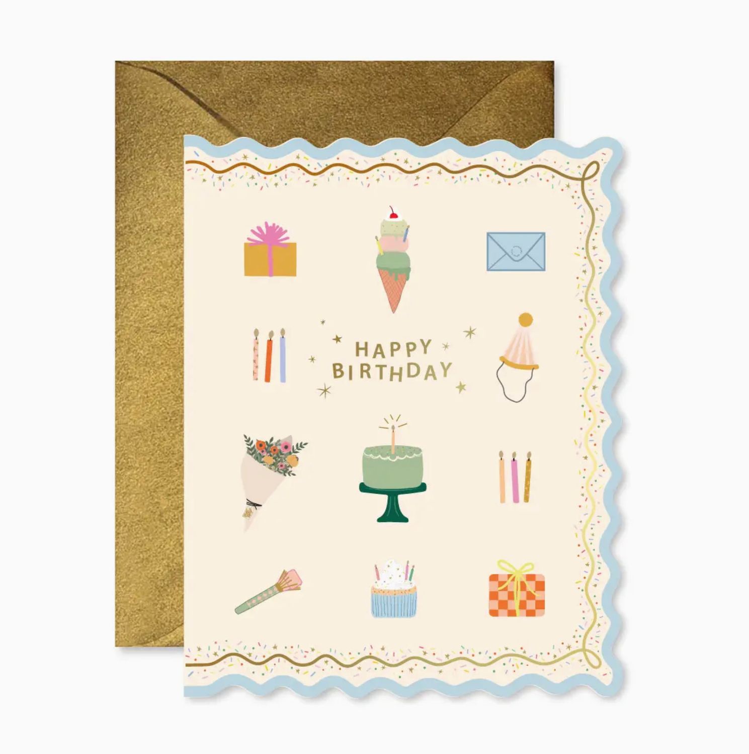 birthday icons scallop card