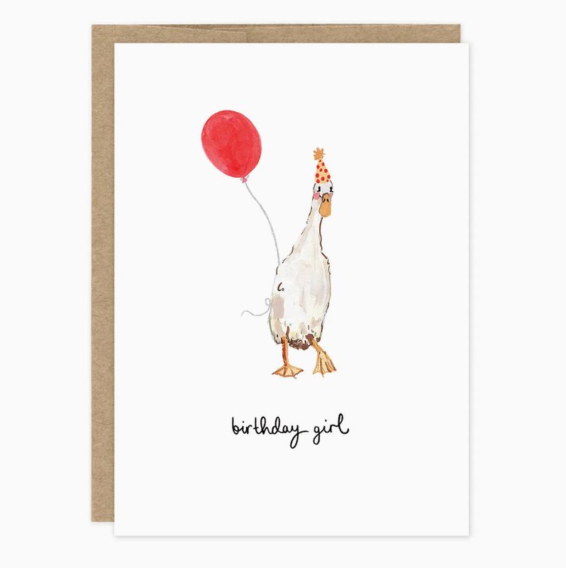 duck birthday girl card