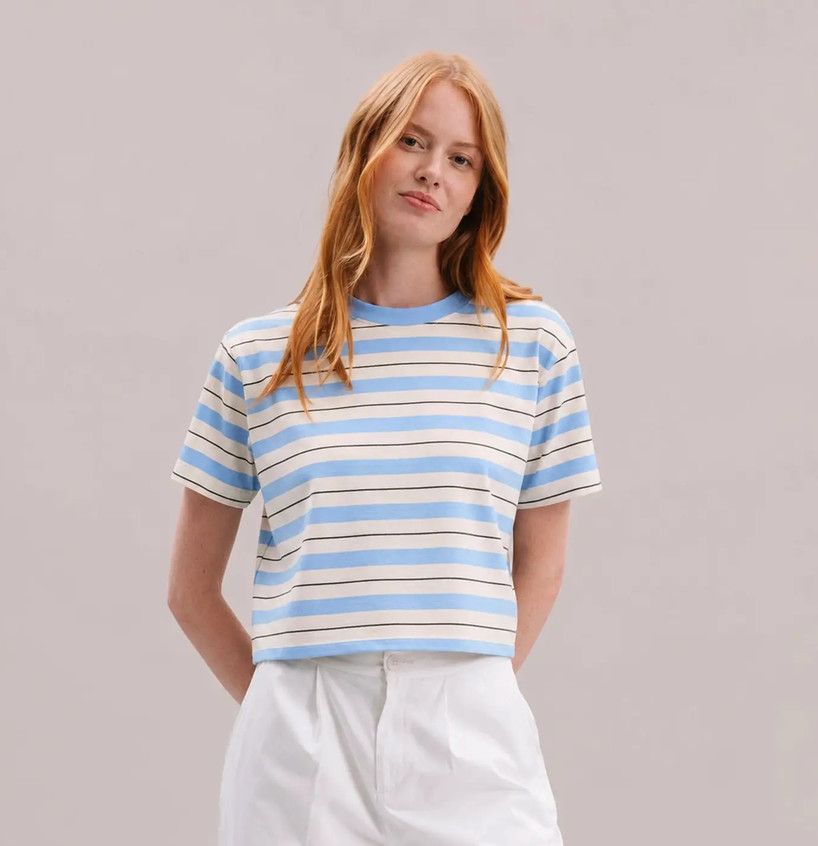 relaxed crop stripe tee